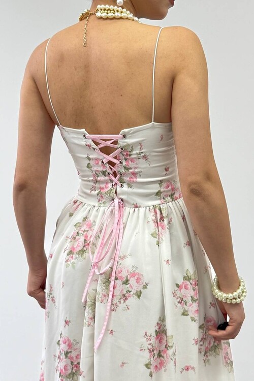 Vrone Lace-Up Detail Dress