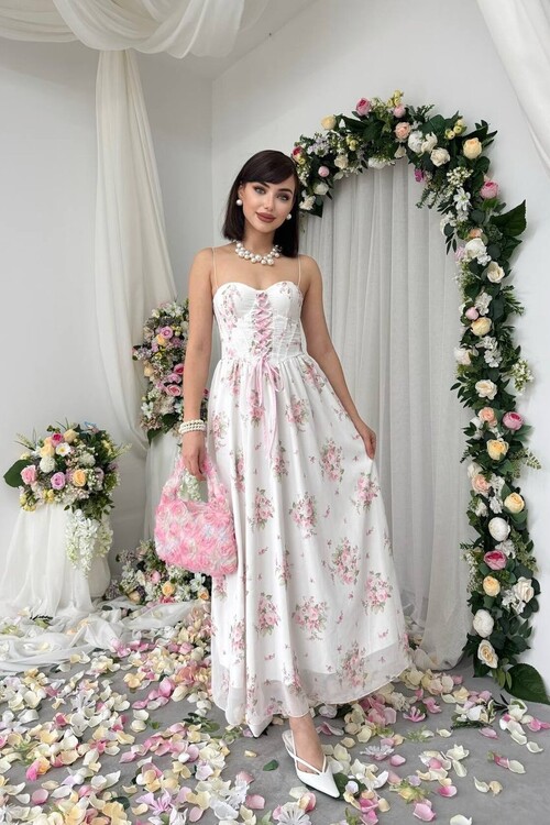 Vrone Lace-Up Detail Dress