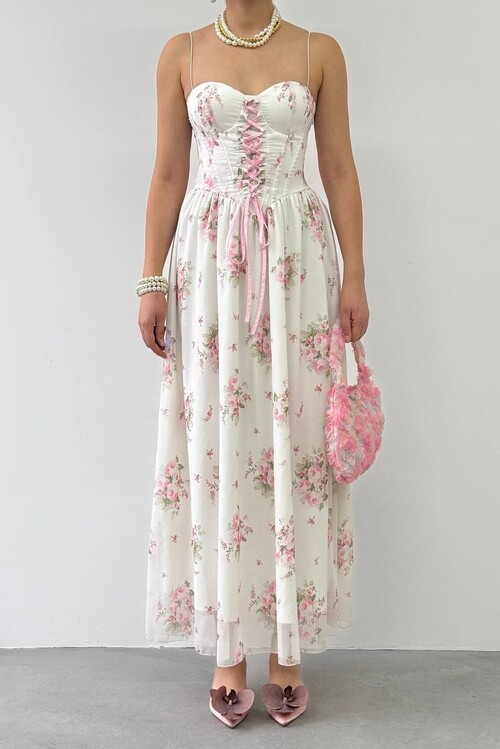 Vrone Lace-Up Detail Dress