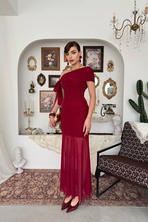 Yenel Shoulder Tie Detail Dress