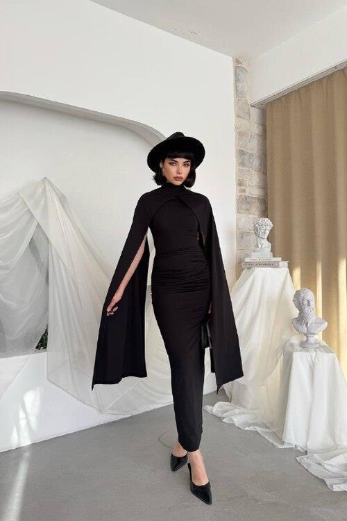 Zeyna Pelerinli Elbise