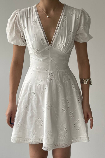 Layla White Guipure Dress