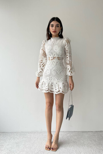 Nathalie White Lace Dress