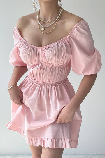 Balloon Sleeve Mini Dress