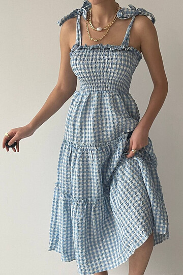 Checker Pattern Strap Dress