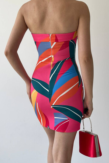 Colorful Strapless Dress