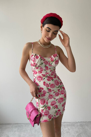 Rose Patterned Mini Dress