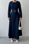 Junsa Belt-Detail Denim Dress