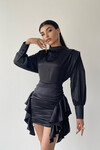 Satin Dress with Ruffle Detail on the Skirt
