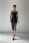 Chain Detailed Leather Dress