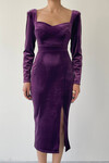 Midi Length Slit Velvet Dress