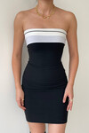 Strapless Dress with Ribbon Detail on the Chest