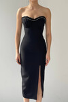 Hermes Strapless Dress with Stone Detail on the Chest