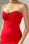 Hermes Strapless Dress with Stone Detail on the Chest