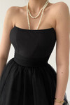 Pena Siyah Straplez Mini Elbise