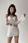 Adrian Mini Dress with Tulle Tie Sleeves