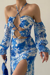 Brice Blue Breast Window Detailed Dress