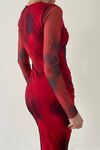 Gilbert Red Patterned Tulle Midi Dress