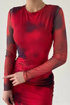 Gilbert Red Patterned Tulle Midi Dress
