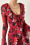 Rayne Mini Tül Gül Desenli Elbise