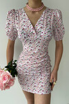 Floral pattern dress with balloon sleeves