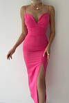 dress with slit and sweetheart neckline