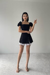 Penna Short Sleeve Black Dress with Tie Detail
