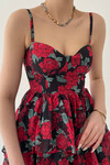 David Rose Pattern Ruffle Dress
