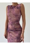 Patterned Lilac Midi Dress