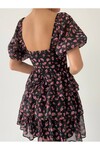 Wedney Siyah Çiçekli Mini Elbise