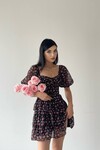 Wedney Black Floral Mini Dress
