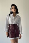 Lace-Up Mini Leather Skirt