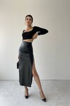 Tinted Slit Leather Skirt