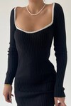 Allure Collar Detail Knitwear Dress