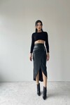 Maxam Belted Leather Skirt