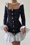 School Pleated Tweed Dress
