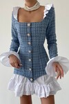 School Pleated Tweed Dress