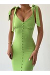 Fishnet Dress with Front Button Detail