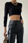 Flow Black Leather Trousers