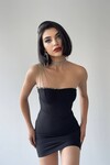 Gloria Omzu Taşlı Mini Elbise