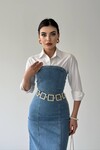 Jena Strapless Midi Length Denim Dress