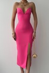 Vanse Sweetheart Neckline Slit Dress