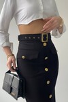 Zeyna Gold Buttoned Midi Skirt