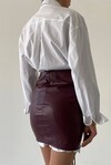 Lace-Up Mini Leather Skirt