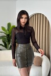 Lace-Up Mini Leather Skirt