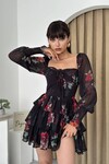 Fresa Long Sleeve Chiffon Dress