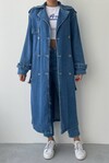 Long Denim Jacket with India Belt