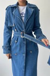 Long Denim Jacket with India Belt