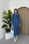 Long Denim Jacket with India Belt