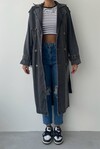 Long Denim Jacket with India Belt